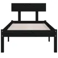 Cadre de lit Noir Bois de pin massif 90x190 cm UK simple