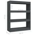 Bibliothèque/Séparateur de pièce Gris 100x30x103 cm Pin massif