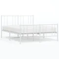 Cadre de lit métal avec tête de lit/pied de lit blanc 150x200cm
