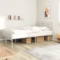 Cadre de lit métal avec tête de lit/pied de lit blanc 150x200cm