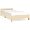 Cadre de lit avec tête de lit Crème 90x190 cm Tissu