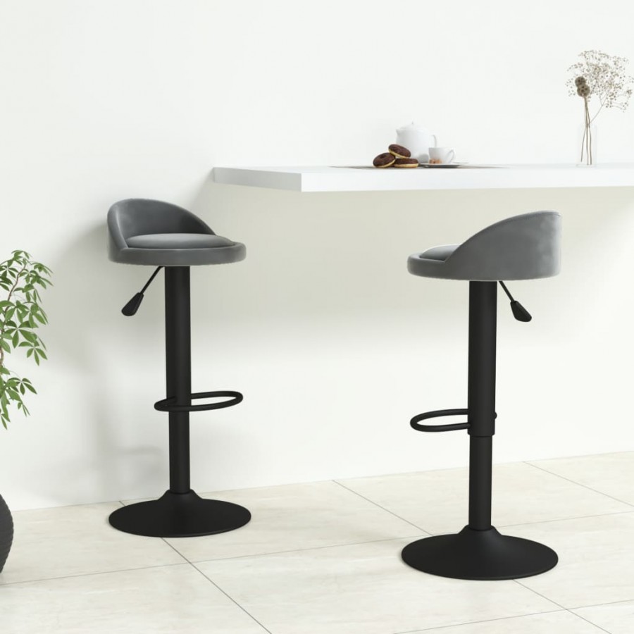 Tabourets de bar lot de 2 gris foncé velours