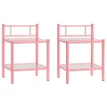 Tables de chevet 2 pcs Rose et transparent Métal et verre