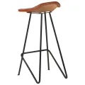 Tabourets de bar lot de 2 marron cuir véritable