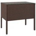 Table d'appoint marron 53x37x48 cm poly rotin et verre trempé