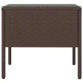 Table d'appoint marron 53x37x48 cm poly rotin et verre trempé