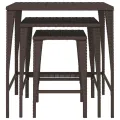 Tables gigognes 3 pcs marron résine tressée