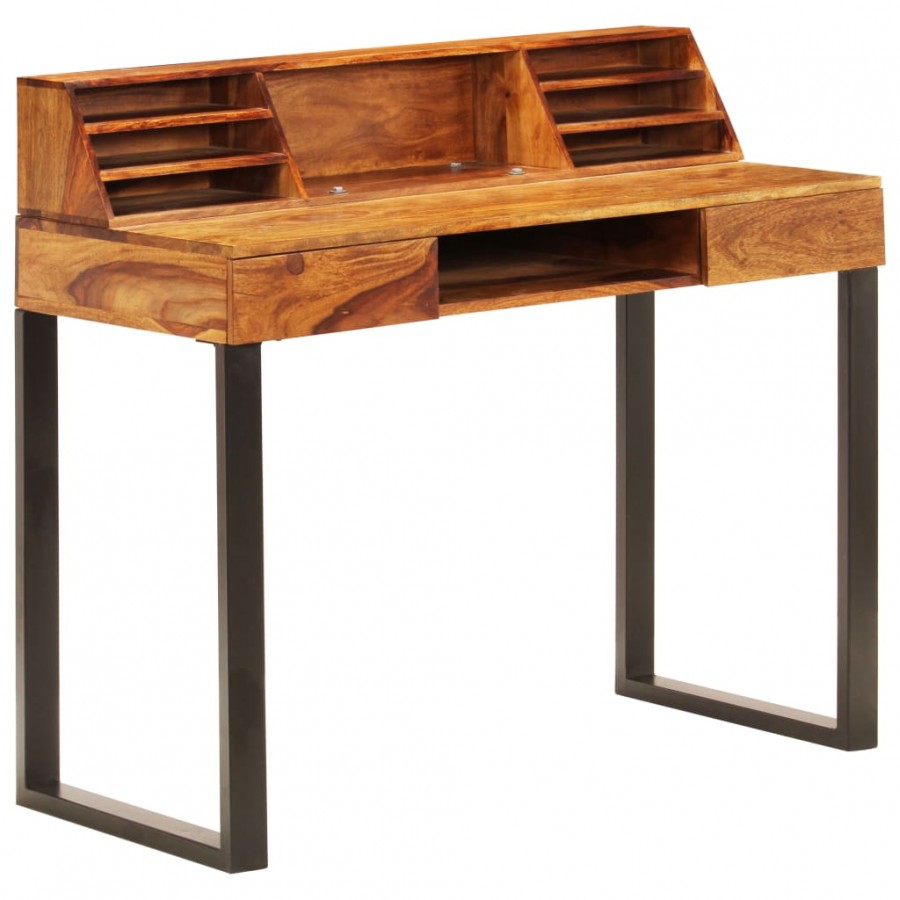 Bureau 110x50x94 cm Bois solide de Sesham et acier