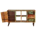 Armoire avec 1 porte 4 étagères 3 tiroirs Bois massif récupéré