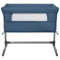 Lit pour bébé avec matelas Bleu marine Tissu de lin