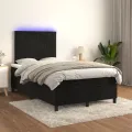 cadre de lit matelas et LED Noir 120x200 cm Velours
