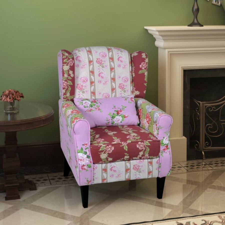 Fauteuil avec design de patchwork Tissu