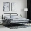 Cadre de lit métal avec tête de lit noir 183x213 cm