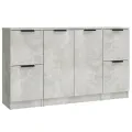 Buffets 3 pcs gris béton bois d'ingénierie