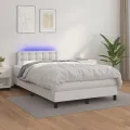 cadre de lit avec matelas et LED Blanc 120x200 cm