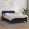 cadre de lit avec matelas et LED Noir 140x190 cm