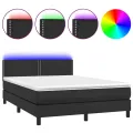 cadre de lit avec matelas et LED Noir 140x190 cm