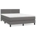 cadre de lit avec matelas Gris 140x190 cm Similicuir