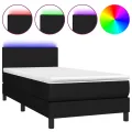 cadre de lit avec matelas et LED Noir 90x200cm Tissu