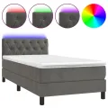 cadre de lit avec matelas et LED Gris foncé 80x200cm
