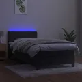 cadre de lit avec matelas et LED Gris foncé 80x200cm