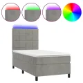 cadre de lit et matelas et LED Gris clair 90x200 cm