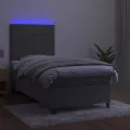 cadre de lit et matelas et LED Gris clair 90x200 cm