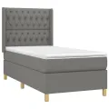 cadre de lit avec matelas Gris foncé 90x200 cm Tissu