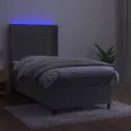 cadre de lit matelas LED Gris clair 90x190cm Velours