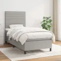 cadre de lit avec matelas Gris clair 80x200 cm Tissu