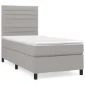 cadre de lit avec matelas Gris clair 80x200 cm Tissu