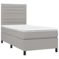 cadre de lit avec matelas Gris clair 80x200 cm Tissu