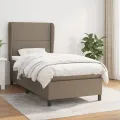 cadre de lit avec matelas Taupe 90x190 cm Tissu