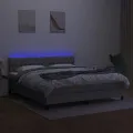cadre de lit et matelas et LED Gris clair 180x200 cm