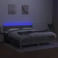 cadre de lit matelas et LED Gris clair 160x200 cm
