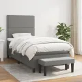 cadre de lit et matelas Gris foncé 90x190 cm Tissu