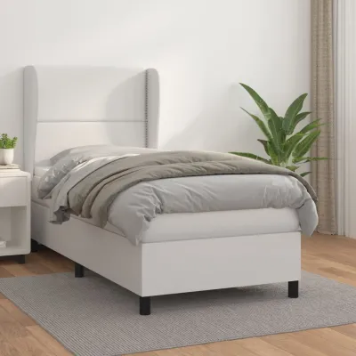 cadre de lit avec matelas Blanc 90x200 cm Similicuir