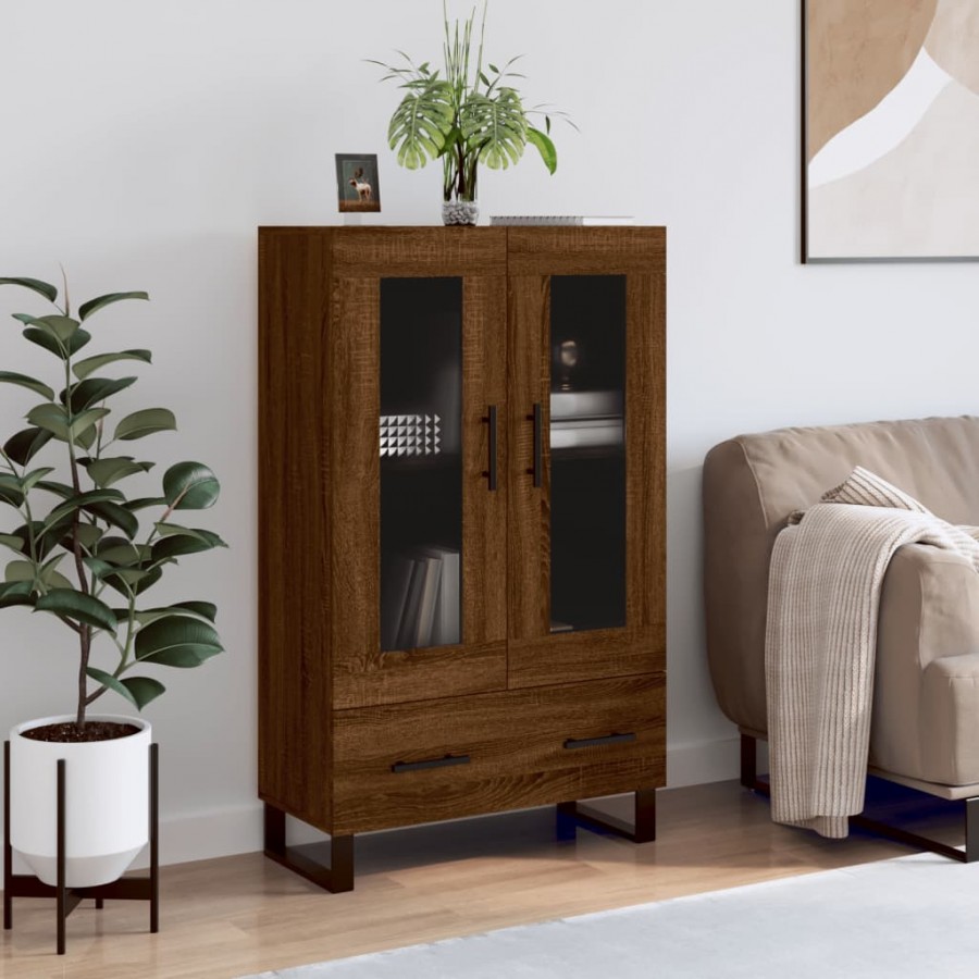 Buffet haut chêne marron 69,5x31x115 cm bois d'ingénierie