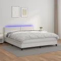 cadre de lit avec matelas et LED Blanc 180x200 cm