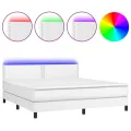 cadre de lit avec matelas et LED Blanc 180x200 cm