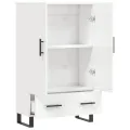 Buffet haut blanc brillant 69,5x31x115 cm bois d'ingénierie