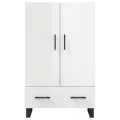 Buffet haut blanc brillant 69,5x31x115 cm bois d'ingénierie
