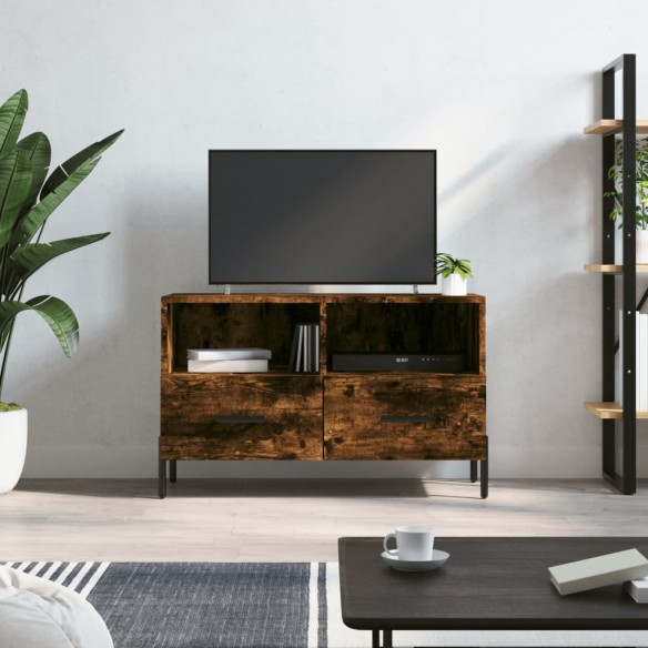 Meuble TV Chêne fumé 80x36x50 cm Bois d'ingénierie