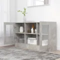 Armoire à vitrine Gris béton 120x30,5x70 cm Aggloméré