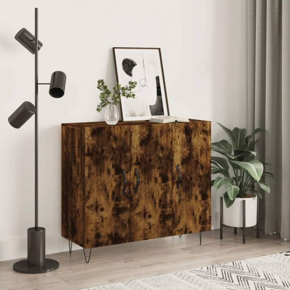 Buffet chêne fumé 90x34x80 cm bois d'ingénierie