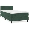 cadre de lit avec matelas Vert foncé 90x190 cm