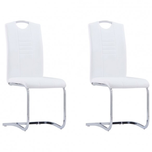 Chaises à manger cantilever lot de 2 blanc similicuir