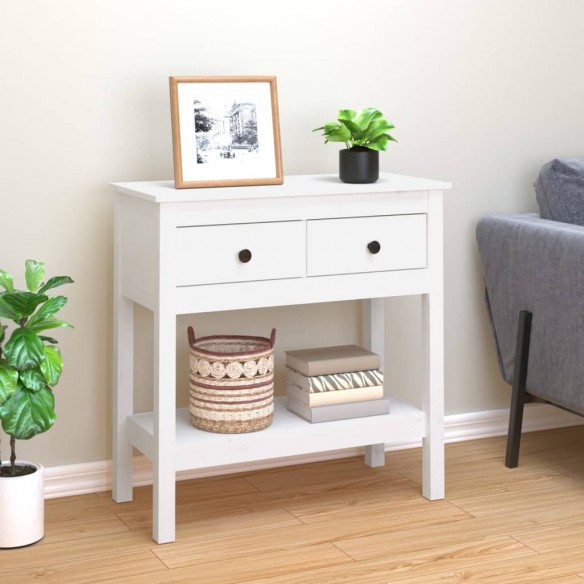 Table console Blanc 75x35x75 cm Bois massif de pin