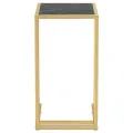 Table d'appoint ordinateur Marbre noir 50x35x65 cm Verre trempé