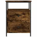 Table de chevet chêne fumé 44x45x60 cm bois d'ingénierie